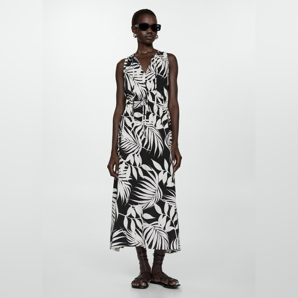 Mango bow printed sleeveless dress NWT - Picture 3 of 5